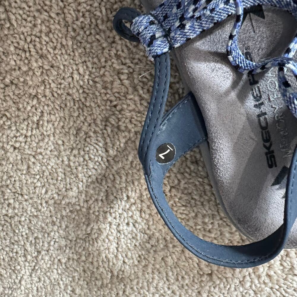 Skechers Reggae Slim Stretch Slingback Sandals Light Blue & Gray Women's Size 7 - Picture 4 of 9